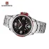 NAVIFORCE 9215 Men Wristwatch Top Brand Luxury Waterproof Watch Original Stainless Steel Sport Military Quartz Male Clock - Silver Black Red